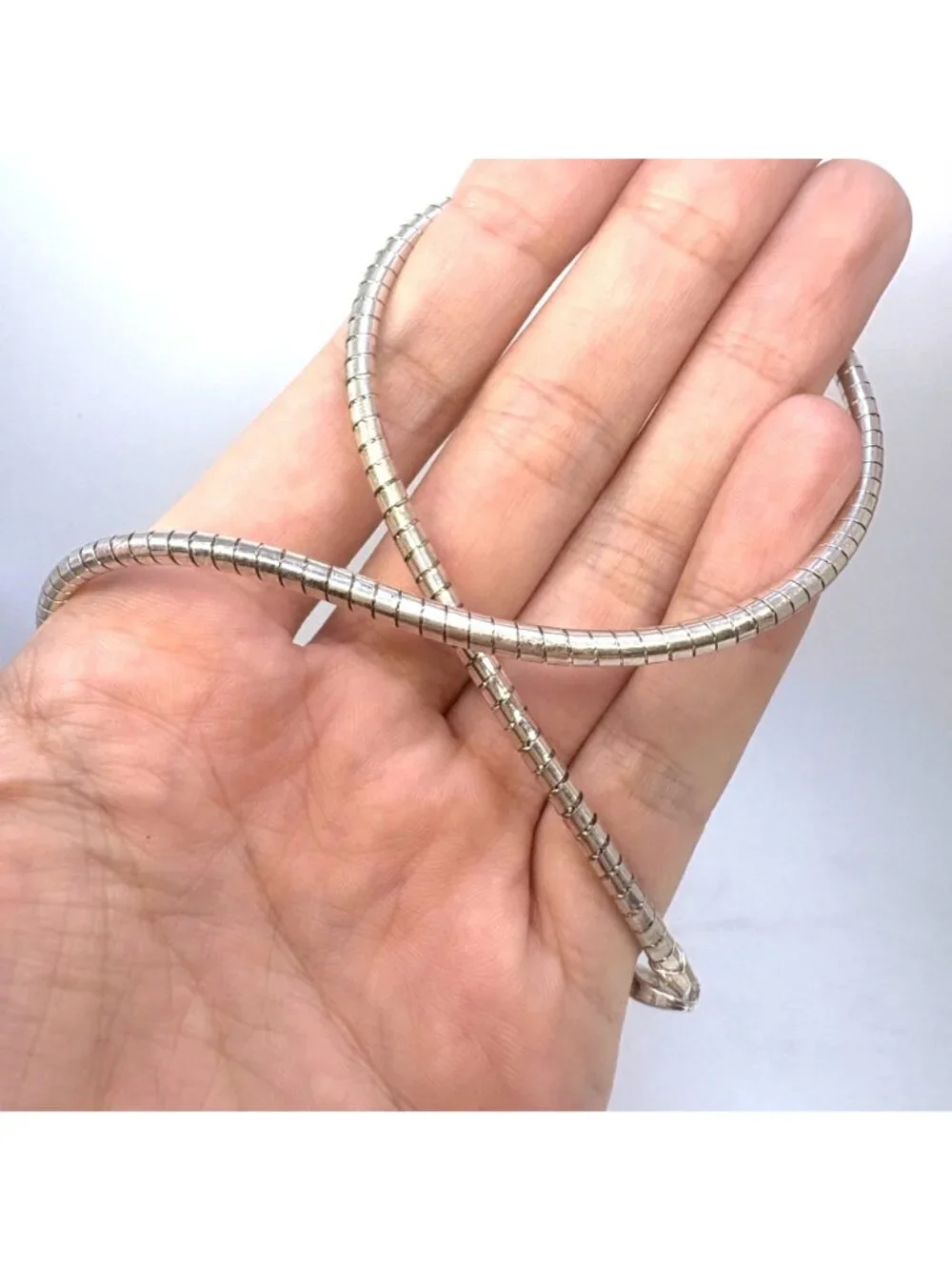 Omega Link Chain Necklace Sterling Silver 925 Size 16